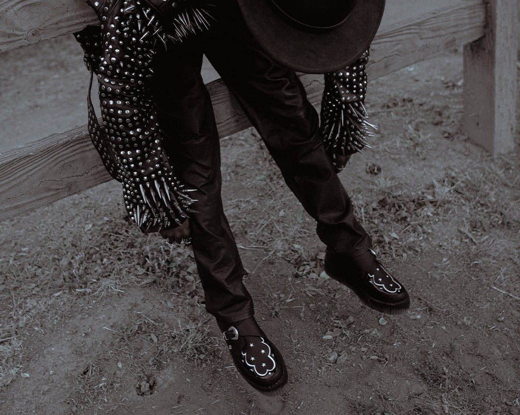 Black TUKskin Western Buckle Viva Mondo Creeper - T.U.K.V3287-03
