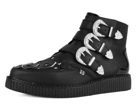 A3286 Black TUKskin Western Star 3-Buckle Pointed Boot