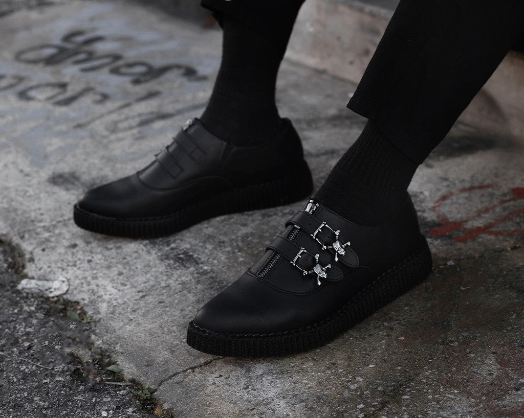 A3210 Black TUKskin Zipper Skull Pointed Creeper