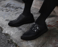 A3210 Black TUKskin Zipper Skull Pointed Creeper