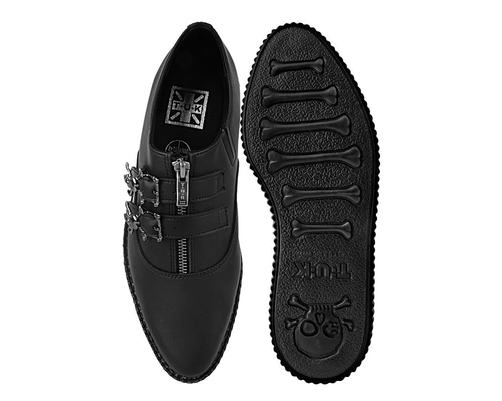 A3210 Black TUKskin Zipper Skull Pointed Creeper
