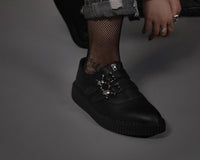 A3210 Black TUKskin Zipper Skull Pointed Creeper