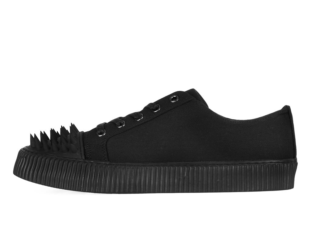 A3428 Black Twill  Spiked  Lace Up Sneaker