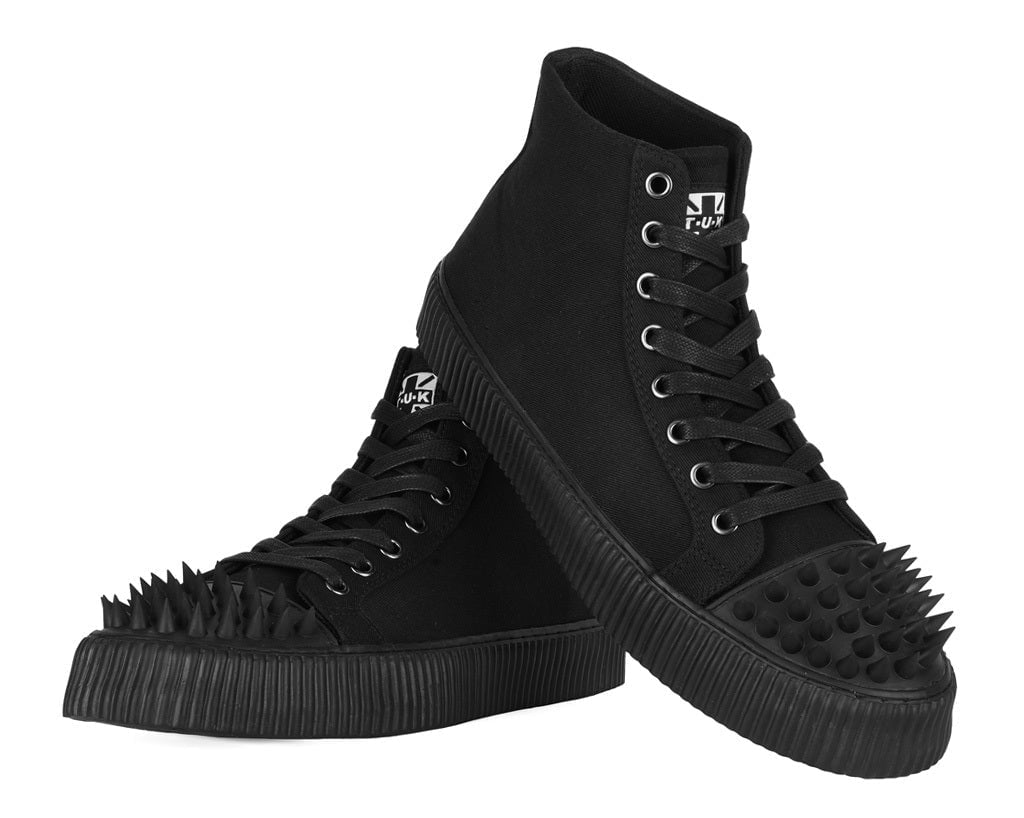 A3429 Black Twill Spiked Toe 8 Eye Sneaker Boot