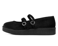 F3436L Black Velvet 2-Strap Mary Jane