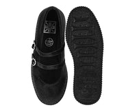 F3436L Black Velvet 2-Strap Mary Jane