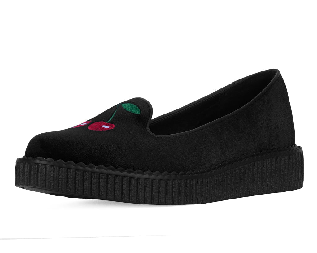 A3338L Black Velvet Cherry Ballet Flat
