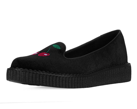 A3338L Black Velvet Cherry Ballet Flat