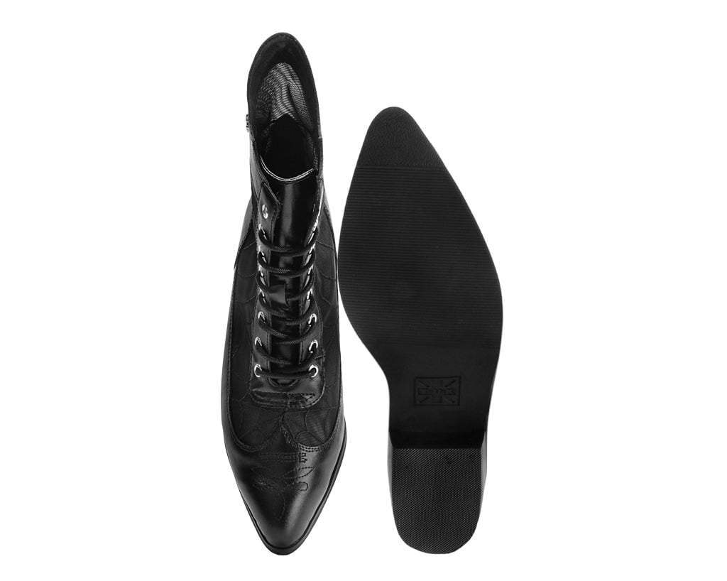 A3310L Black Victorian Mesh Spiderweb Boot