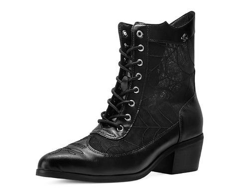 A3310L Black Victorian Mesh Spiderweb Boot
