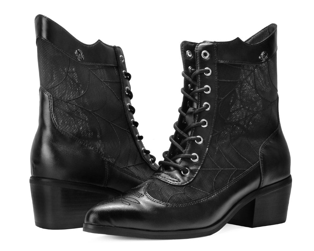 A3310L Black Victorian Mesh Spiderweb Boot