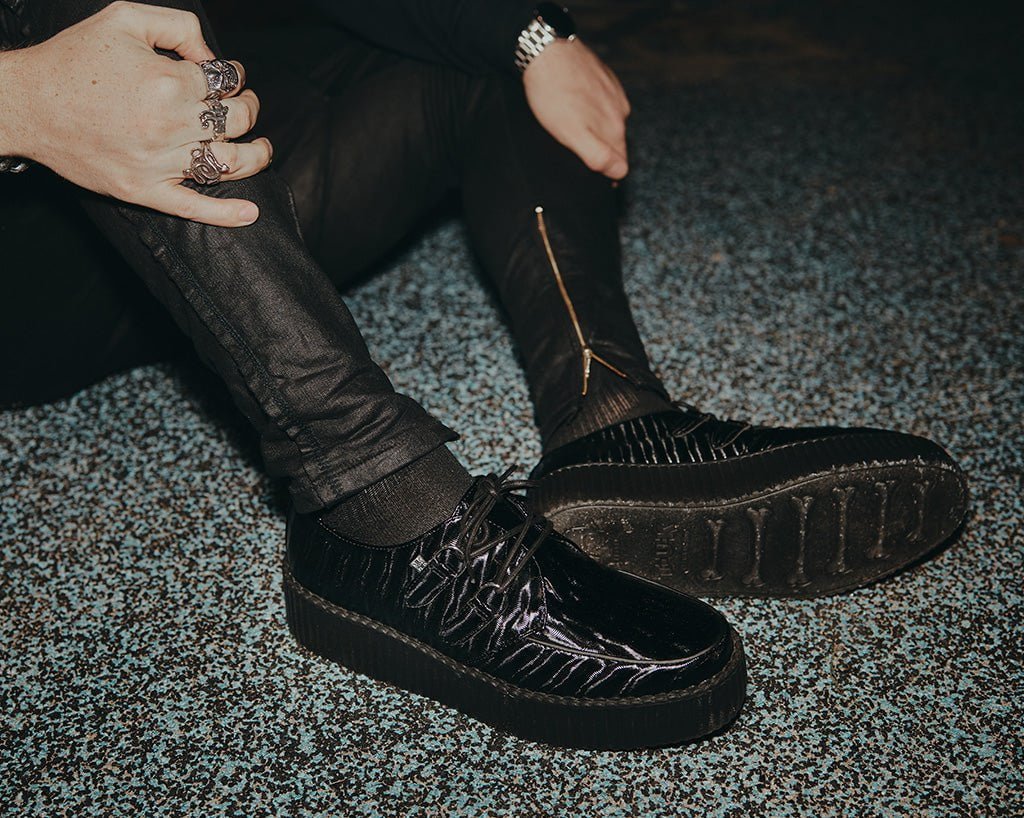 Black Wavy Patent Viva Mondo Creeper - T.U.K.V3204-03