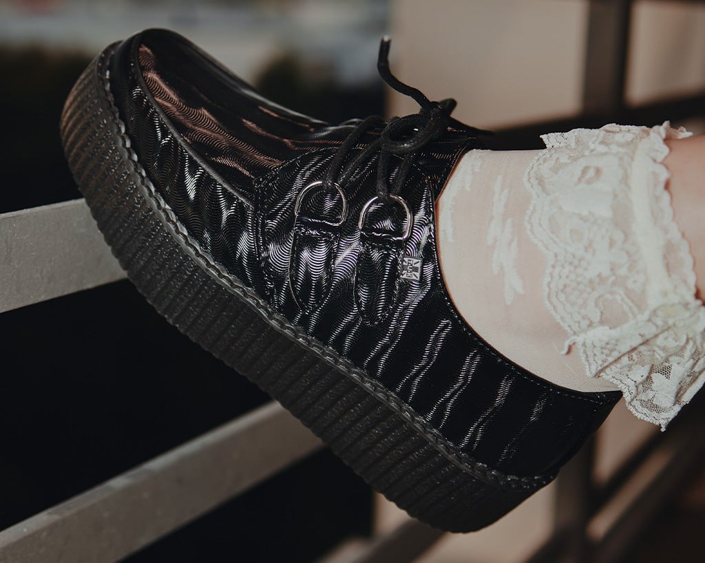 Black Wavy Patent Viva Mondo Creeper - T.U.K.V3204-03