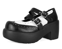 A3273L Black & White Brogue Bubble Mary Jane