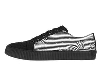 A3404 Black & White Canvas Lace-Up Creeper Sneaker