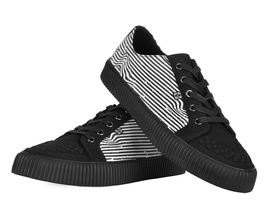 A3404 Black & White Canvas Lace-Up Creeper Sneaker