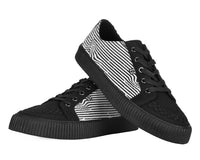A3404 Black & White Canvas Lace-Up Creeper Sneaker