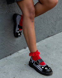 T2363 Black & White Gingham Kitty Mary Jane