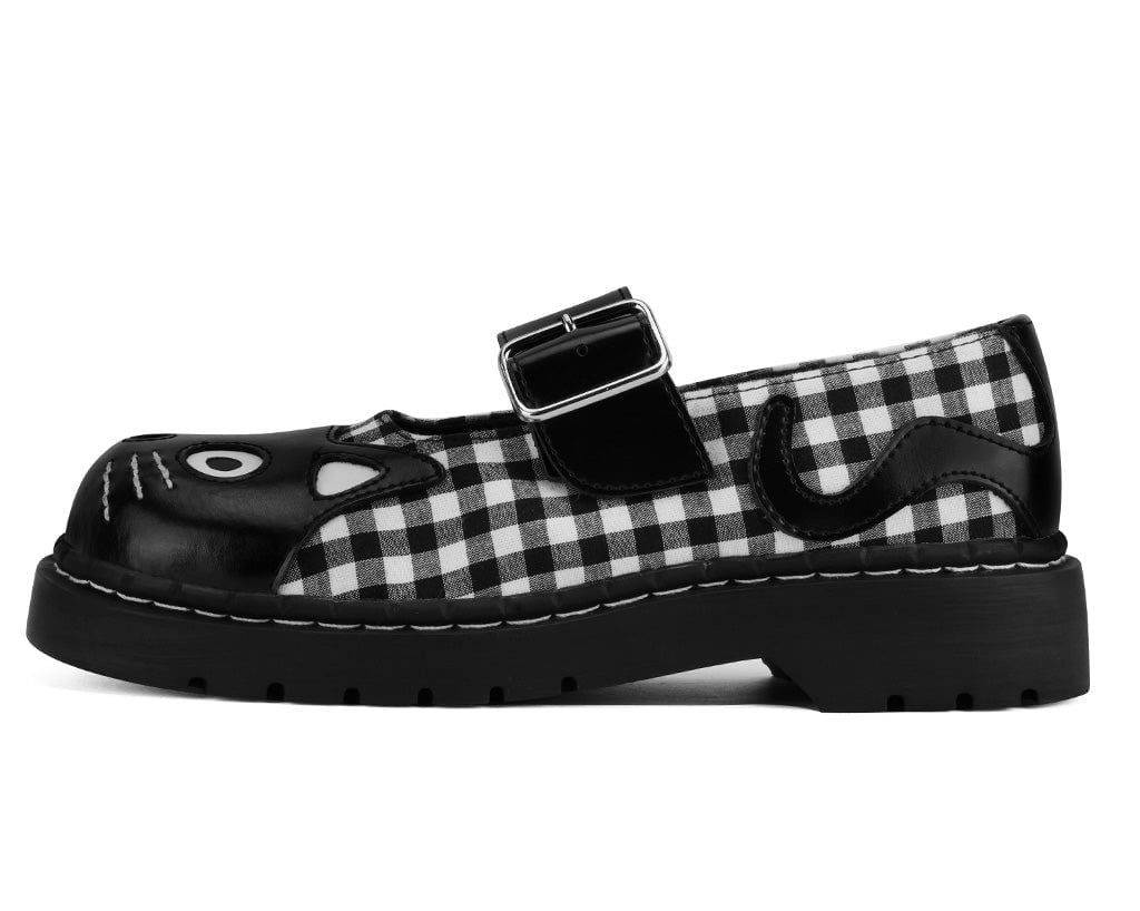 T2363 Black & White Gingham Kitty Mary Jane