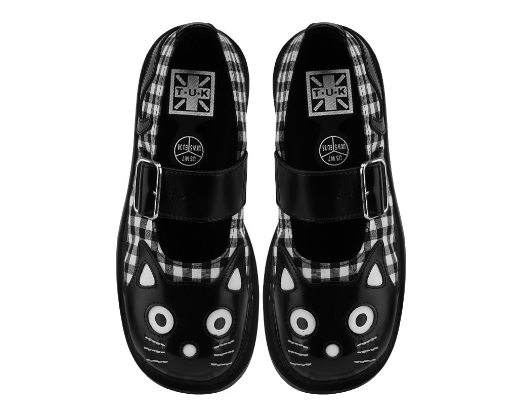 T2363 Black & White Gingham Kitty Mary Jane