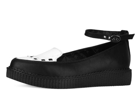 A3419L Black & White Interlace Ballet Strap Creeper