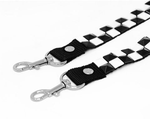 SA11 Black & White Pyramid Bondage Shoe Strap