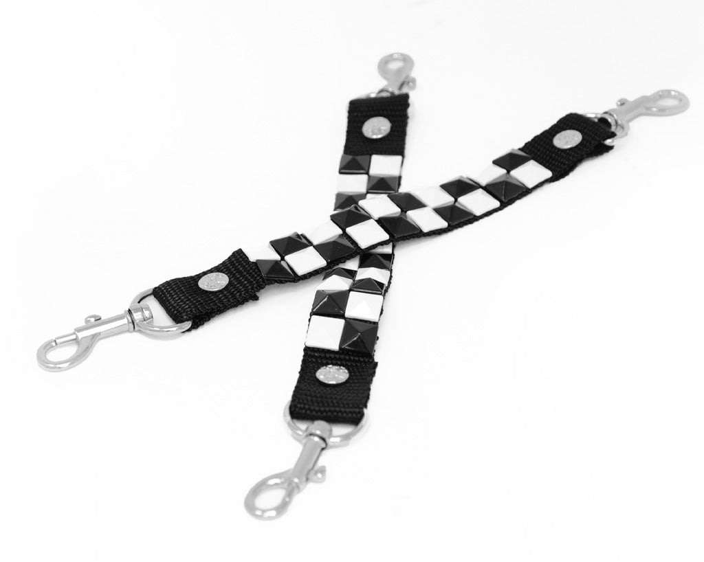 SA11 Black & White Pyramid Bondage Shoe Strap