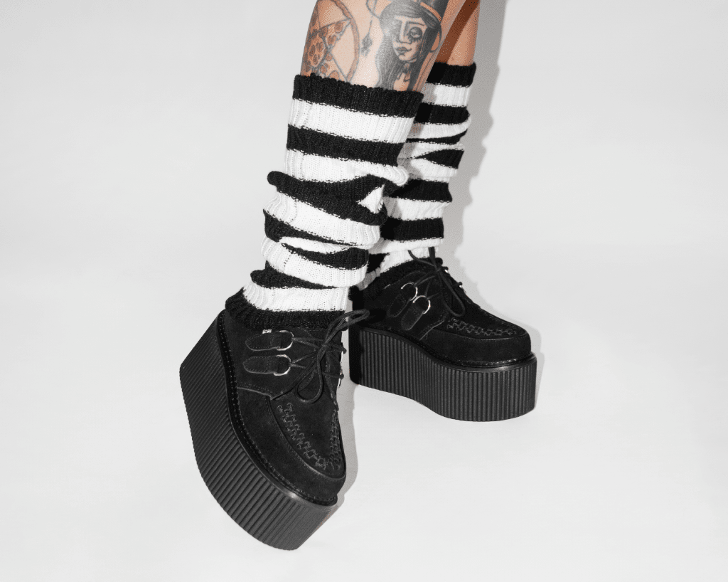 TSK1163 Black & White Stripe Knit Leg Warmer TSK1163-OS