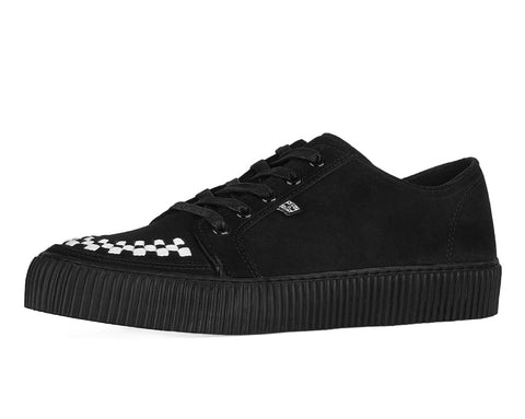 A3430 Black & White Suede Lace-Up Creeper Sneaker