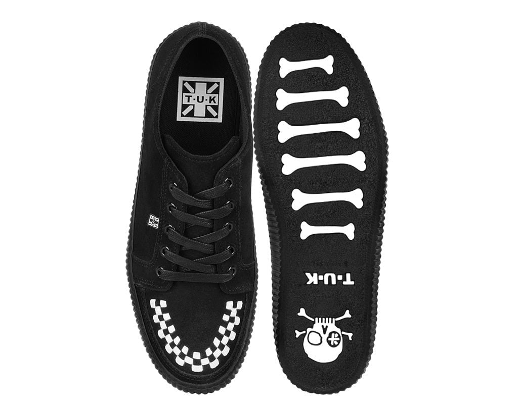 A3430 Black & White Suede Lace-Up Creeper Sneaker A3430-03