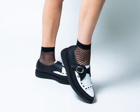 A3228 Black & White TUKskin Pointed Buckle Creeper
