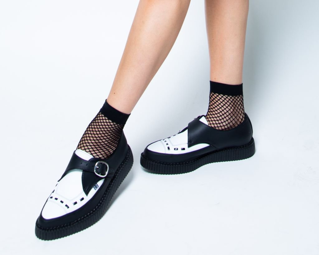 A3228 Black & White TUKskin Pointed Buckle Creeper