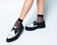 A3228 Black & White TUKskin Pointed Buckle Creeper