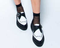 A3228 Black & White TUKskin Pointed Buckle Creeper
