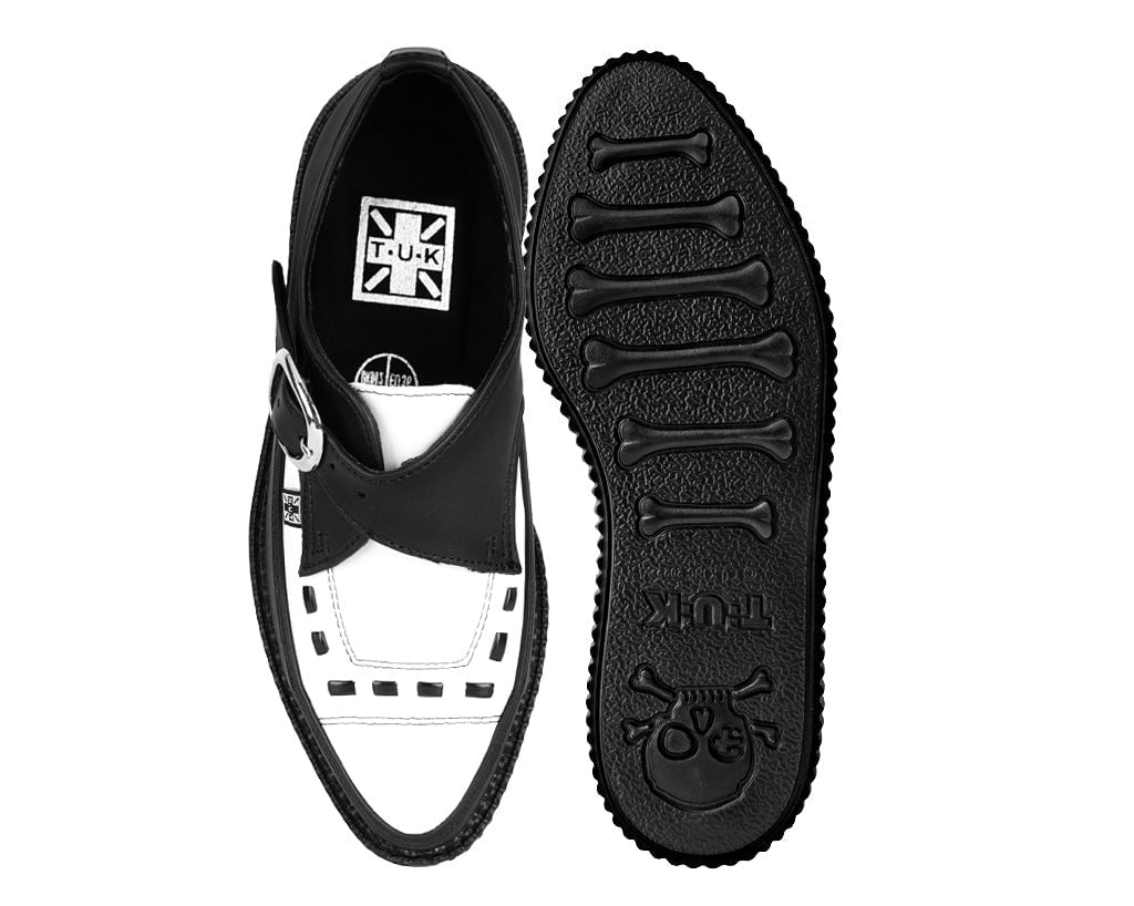 A3228 Black & White TUKskin Pointed Buckle Creeper
