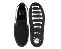 A3225 Black & White Twill Skull Slip-On Creeper Sneaker