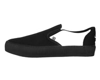 A3225 Black & White Twill Skull Slip-On Creeper Sneaker