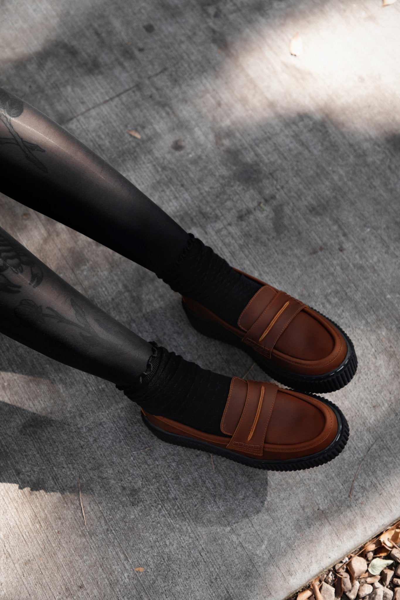 G3449 Brown Crazy Horse Leather Loafer Vintage Creeper