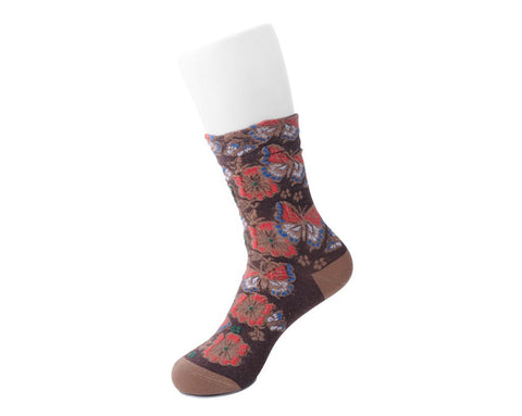 TSK1151 Brown Floral Sock TSK1151-OS