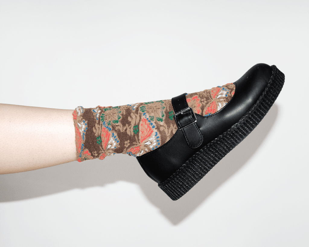 TSK1151 Brown Floral Sock TSK1151-OS