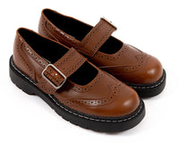 Brown Leather Brogue Mary Jane - T.U.K.T2349-05