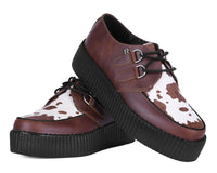 Brown Leather Cow Print Viva Mondo Creepers - T.U.K.V3410-03
