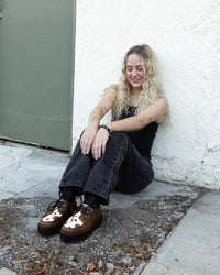 Brown Leather Cow Print Viva Mondo Creepers - T.U.K.V3410-03
