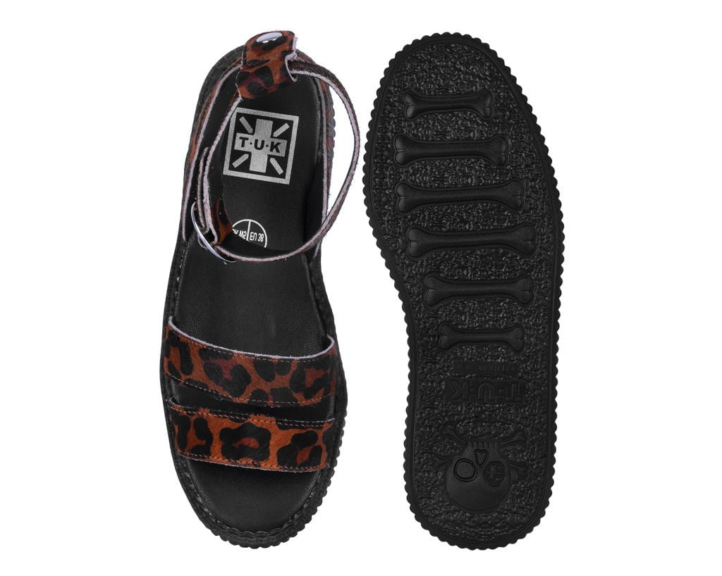 F3385L Brown Leopard Ankle Strap Sandal