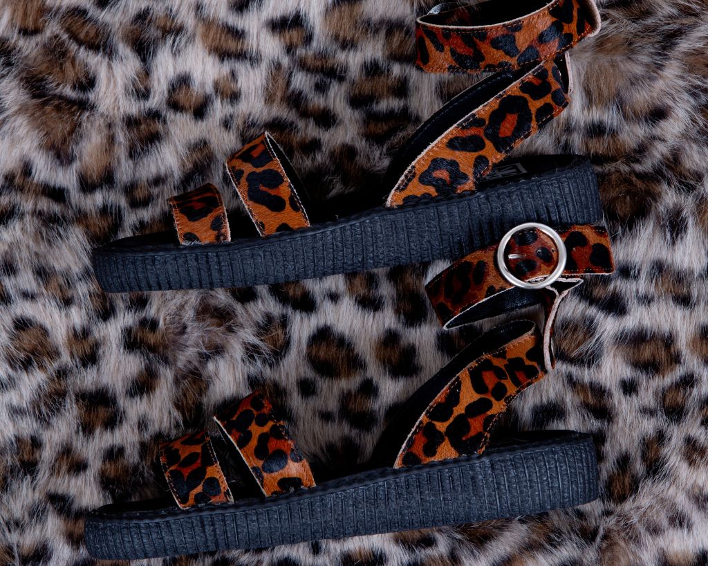 F3385L Brown Leopard Ankle Strap Sandal