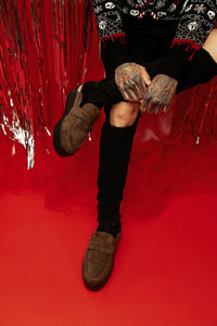 V3443 Brown Plush Lined Creeper Mule