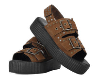 V3344L Brown Suede Flat Stud Viva Mondo Sandal