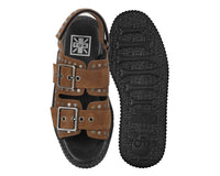 V3344L Brown Suede Flat Stud Viva Mondo Sandal