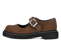 T2359 Brown Suede Flower Buckle Mary Jane T2359-05