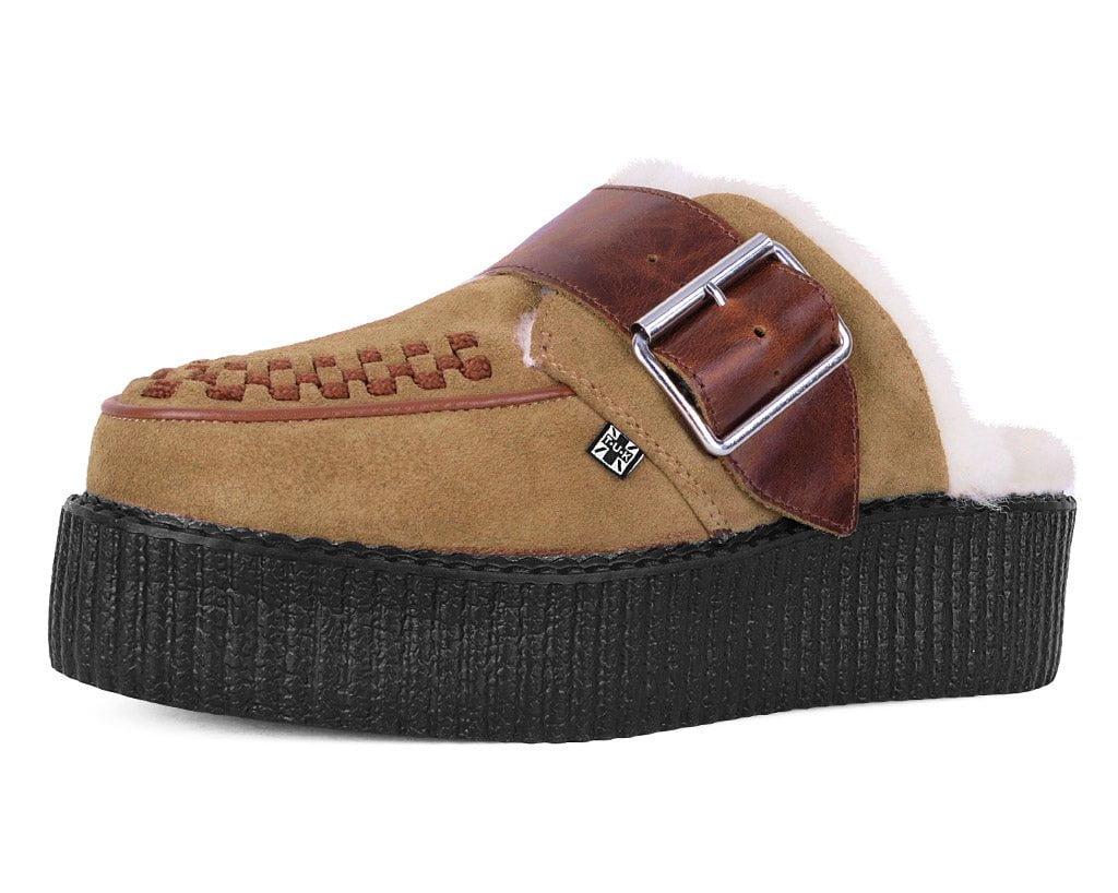 V3236L Brown Suede Wool Creeper Mule